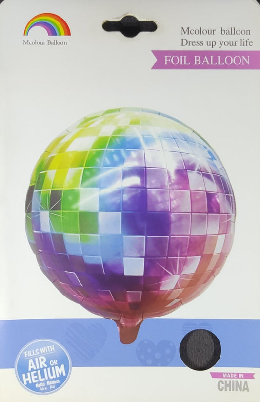 Multi Color Disco Ball 4D Foil Balloon Single