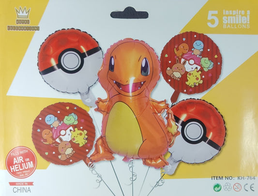 Pokemon Foil Balloon - 5 pieces set for Simple Birthday Decorations at Home