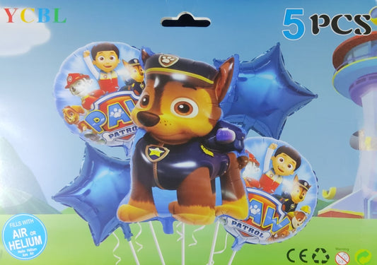 Paw Patrol Foil Balloon - 5 pieces set for Simple Birthday Decorations at Home