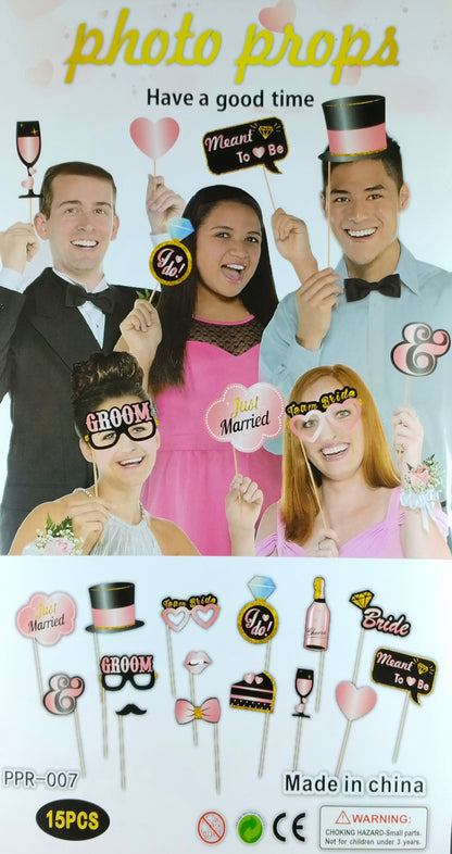 Photo Props for Just Married Celebrations - 19 Pieces