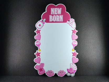 Pink Photo Banner for first birthday girl decoration - 13 piece photo holder