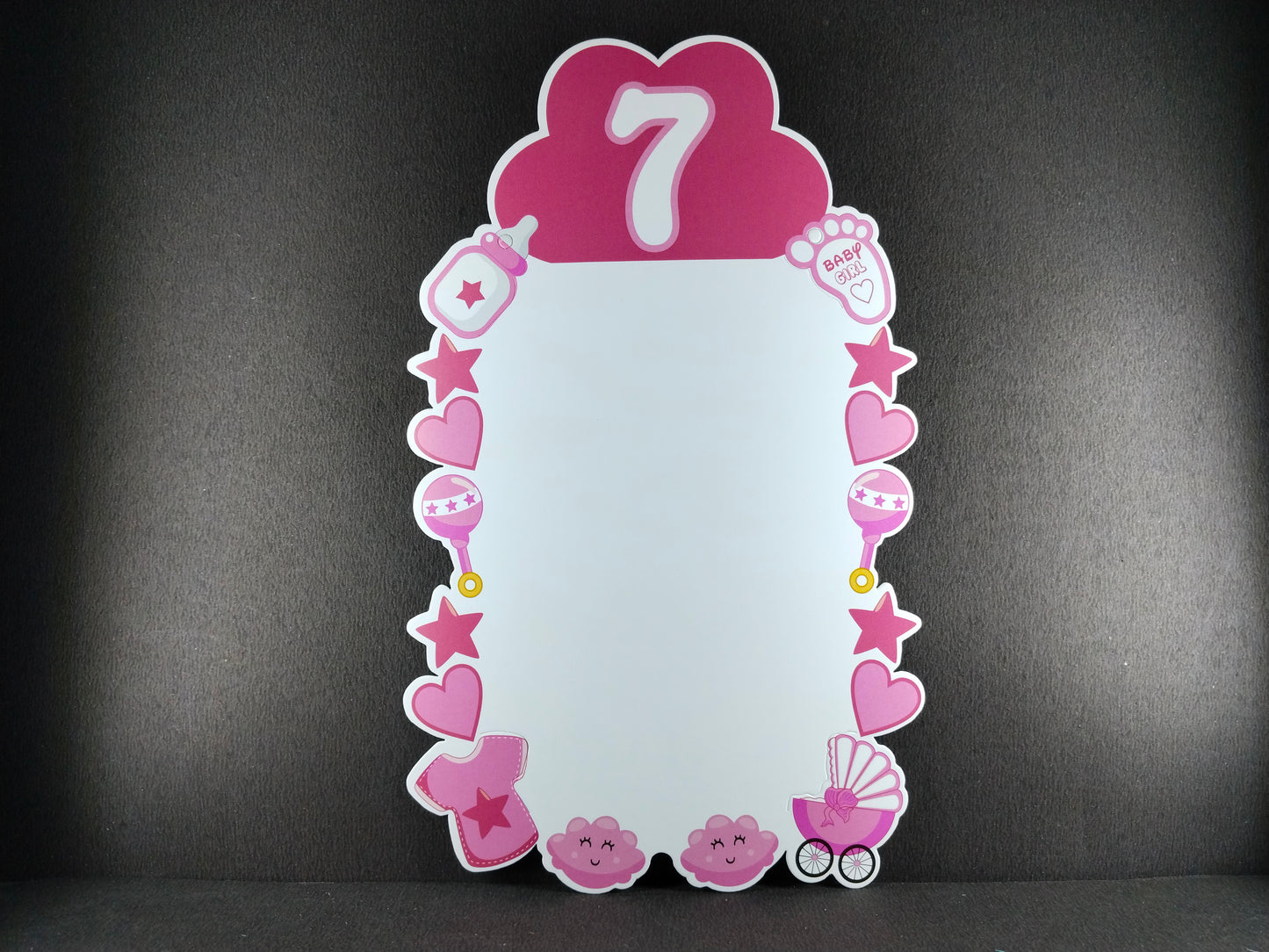 Pink Photo Banner for first birthday girl decoration - 13 piece photo holder