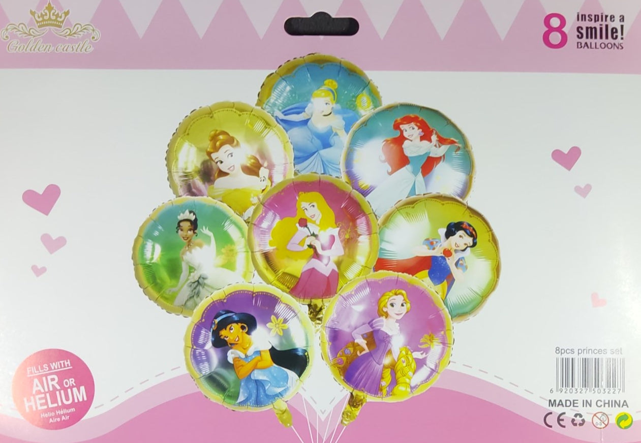 Princess Theme 8 Pieces Foil Balloon Set