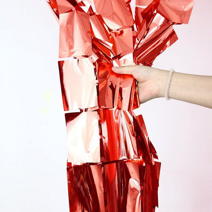 Large Square Foil Curtain backdrop - Red for Simple Birthday Decorations at Home