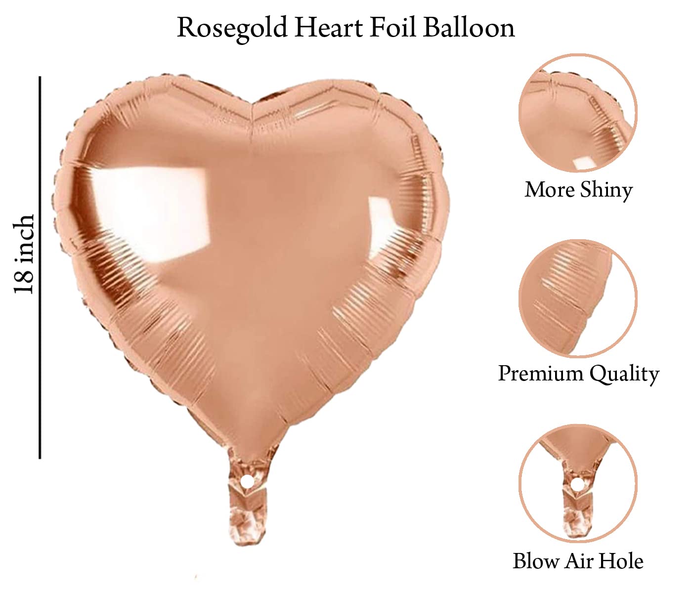 Rose Gold Heart Foil Balloon - 18 Inch