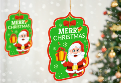 Paper Santa Hanging Decoration for Christmas - 1 Pack of 10 Pieces