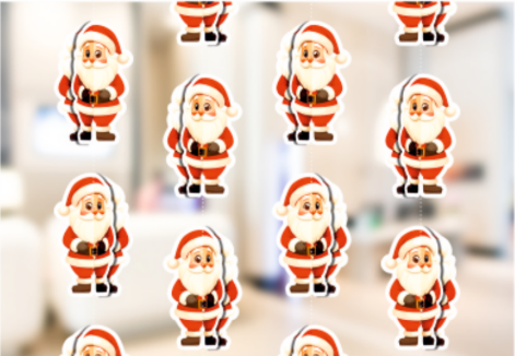 3D Santa Mega Paper Hanging Frills - 1 Pack of 4 Pieces