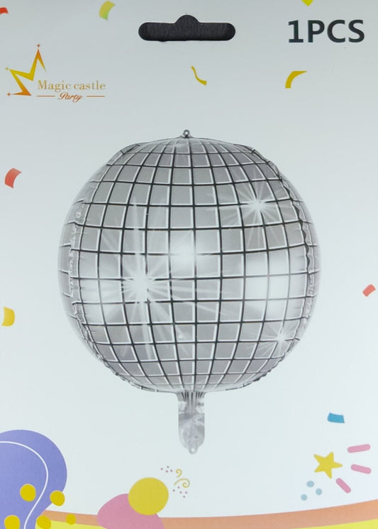 Silver Disco Ball 4D Foil Balloon Single