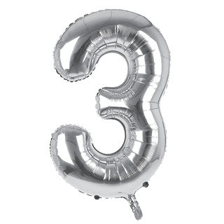Silver Number Foil Balloons - 16 Inch