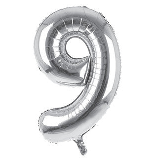 Silver Number Foil Balloons - 16 Inch