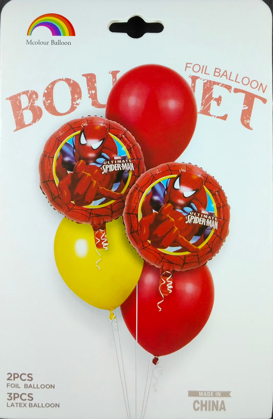 Spiderman foil balloon and Printed Balloon Set - 5 Pieces