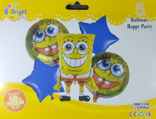 SpongeBob Foil Balloon - 5 pieces set for Simple Birthday Decorations at Home