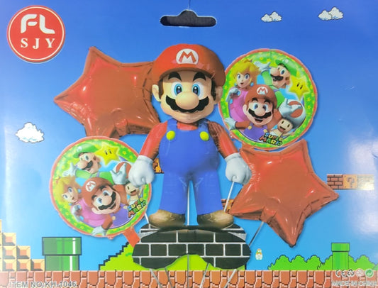 Super Mario Foil Balloon - 5 pieces set for Simple Birthday Decorations at Home