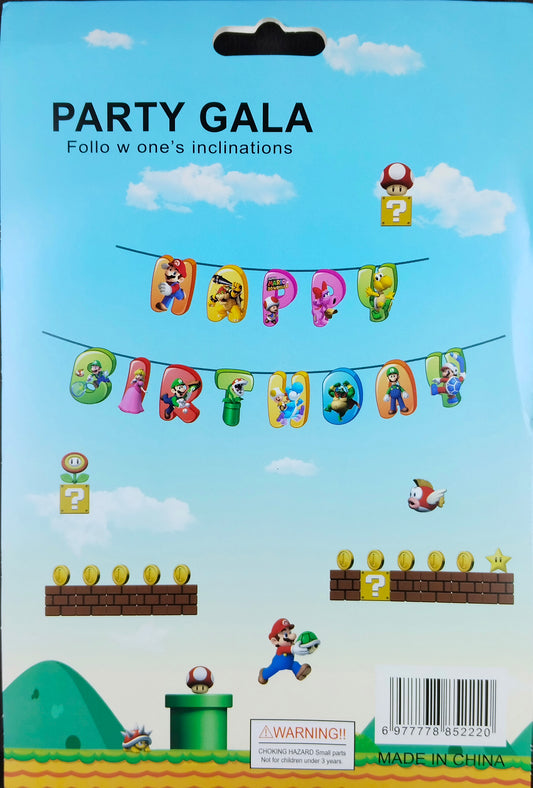 Birthday Banner - Super Mario Theme for Simple birthday decorations at Home