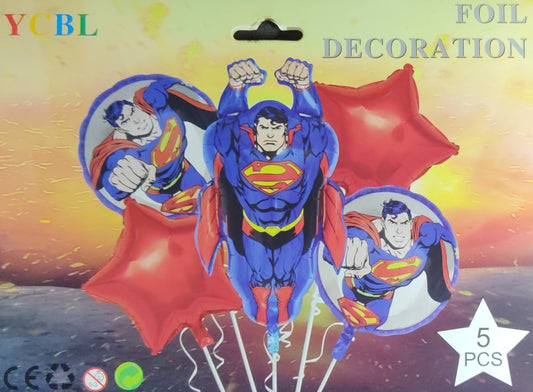 Superman Foil Balloon - 5 pieces set for Simple Birthday Decorations at Home