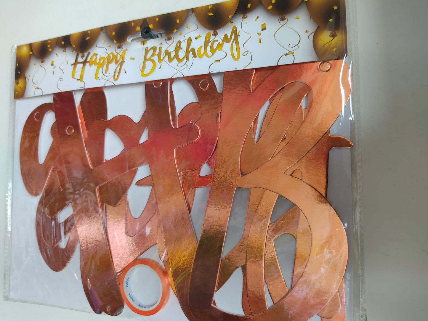 Rose Gold Gilt Cursive Happy Birthday Banner
