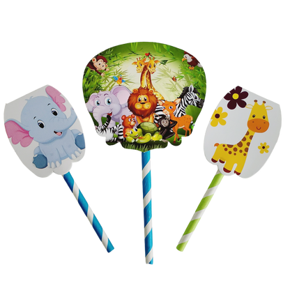 Animal Themed 7-Piece Cake Topper Set – Complete Animal Theme Décor