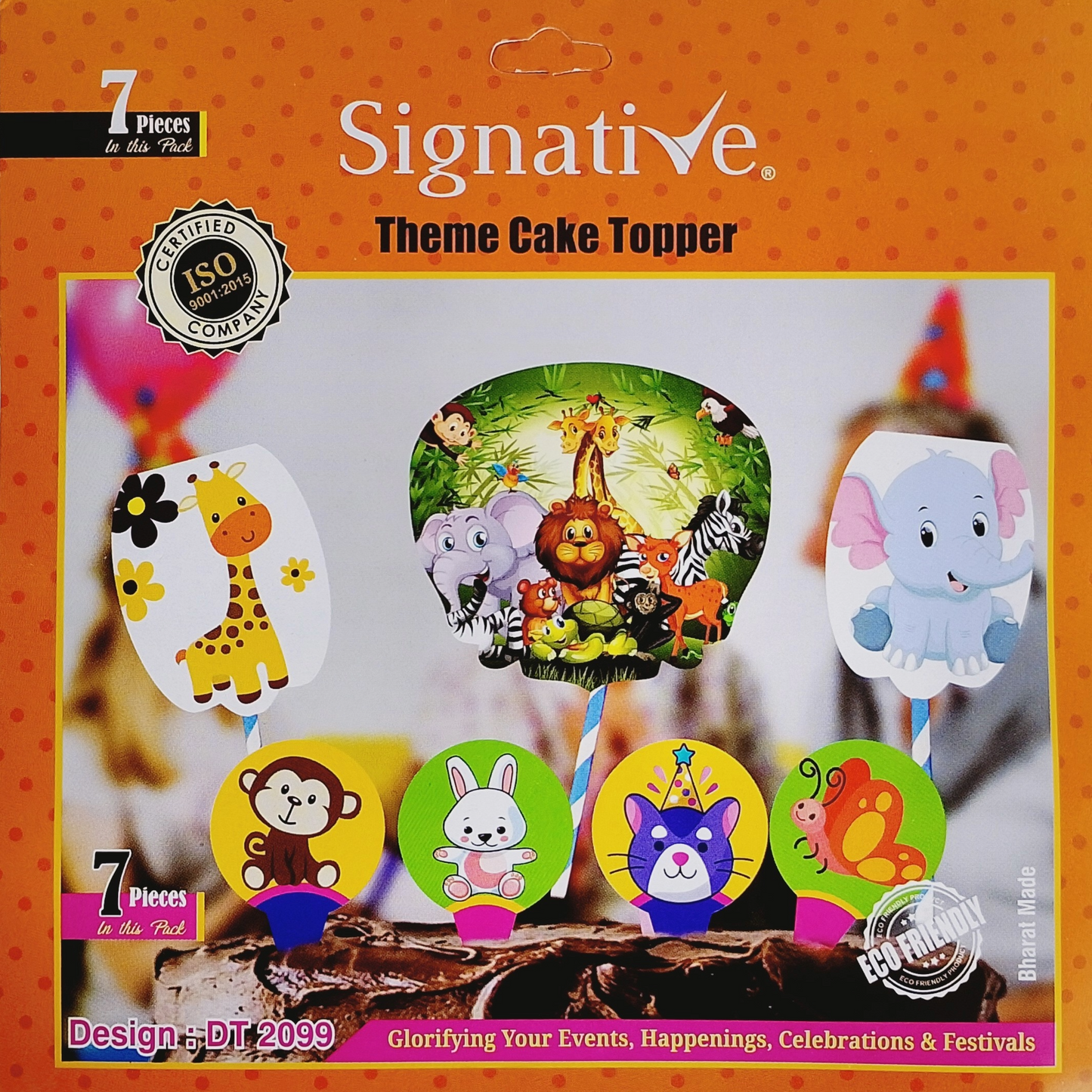 Animal Themed 7-Piece Cake Topper Set – Complete Animal Theme Décor