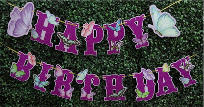 Birthday Banner - Butterfly Theme for Simple birthday decorations at Home