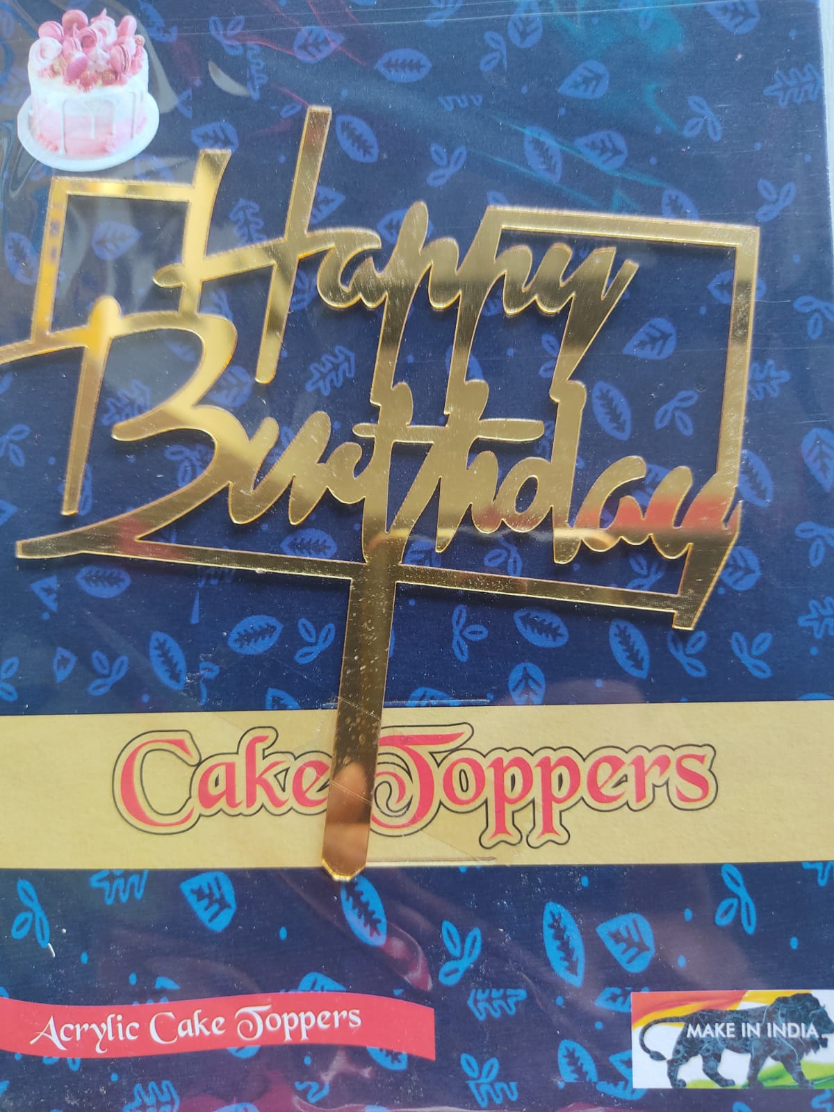 Cake Topper - Happy Birthday - Gold Design