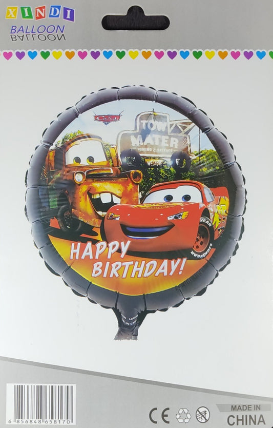 Happy Birthday Printed Foil Balloon Single - Cars Printed