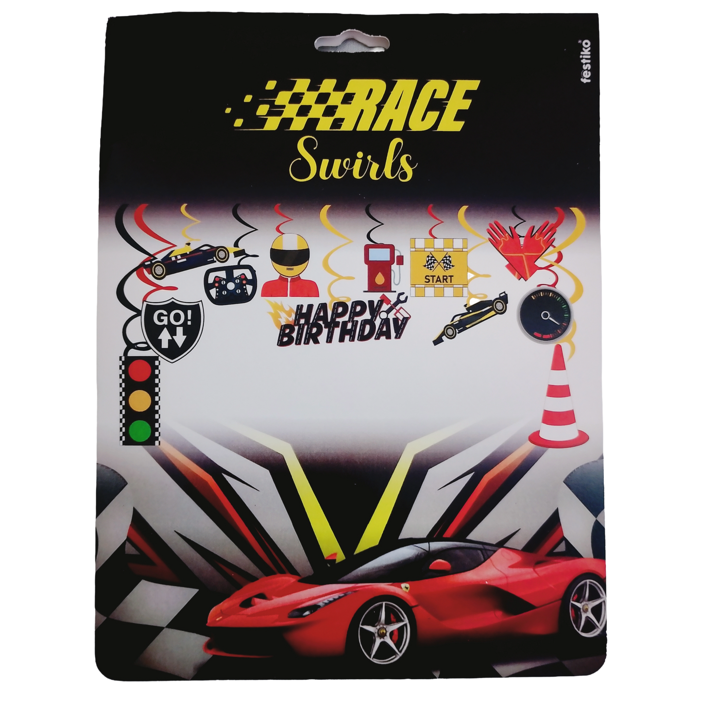 Car Theme Hanging Swirl Decorations – 12 Pcs - Jack&Jinn