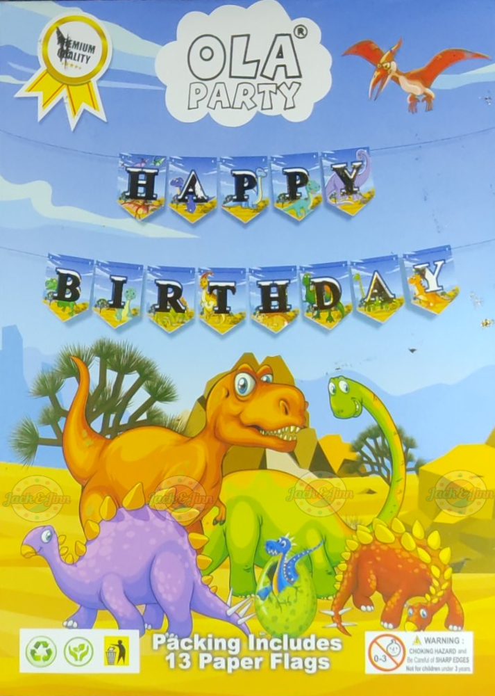 Dino Banner Gold Letters