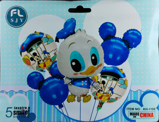 Donald Duck Foil Balloon - 5 pieces set for Simple Birthday Decorations at Home