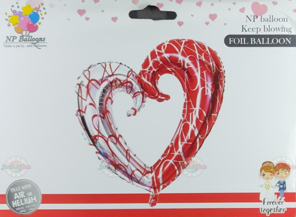 Heart Foil Balloon Big - Red and Silver