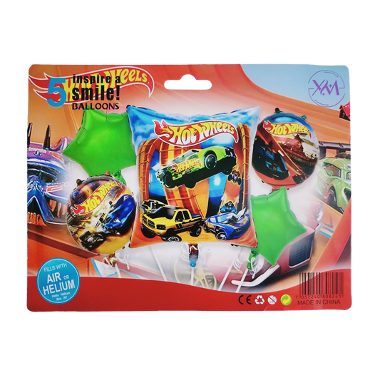 Hot Wheels 5-Piece Foil Balloon Set – High-Speed car Theme Party Décor