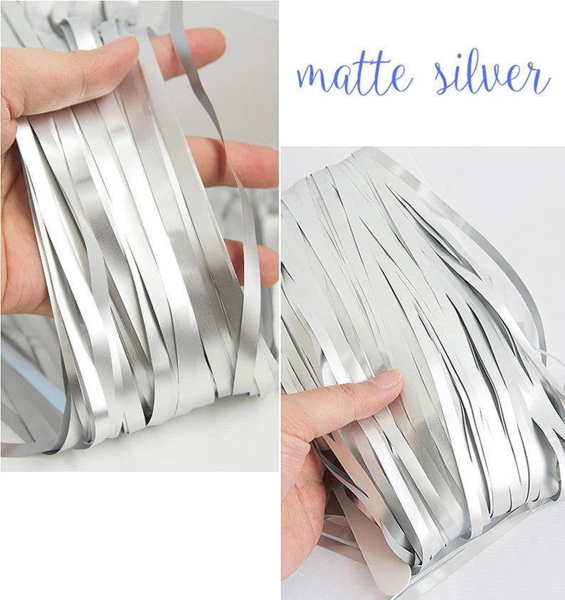 Elegant Matte Silver Foil Fringe Curtain - Jack&Jinn