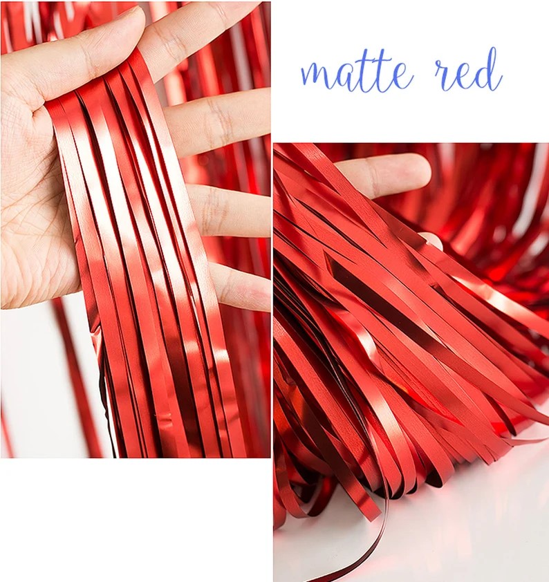 Elegant Matte Red Foil Fringe Curtain - Jack&Jinn