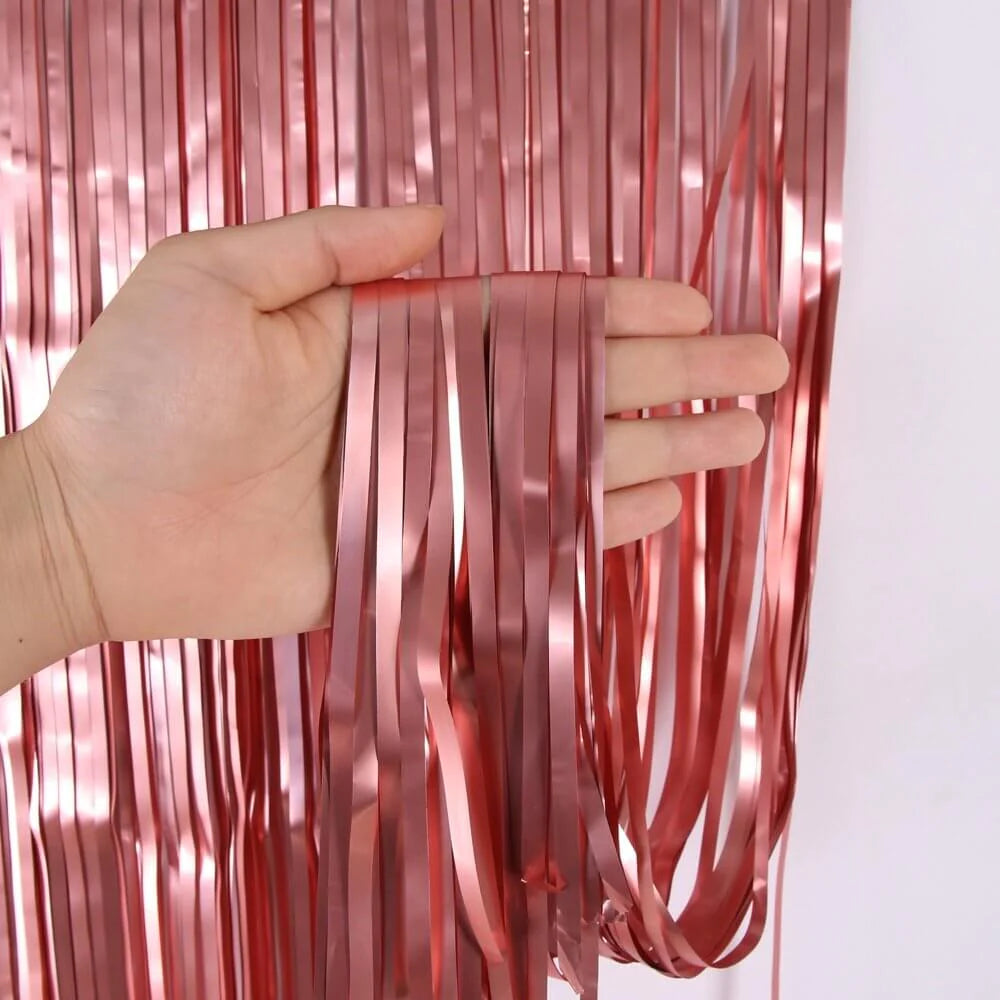 Elegant Matte Rose Gold Foil Fringe Curtain - Jack&Jinn