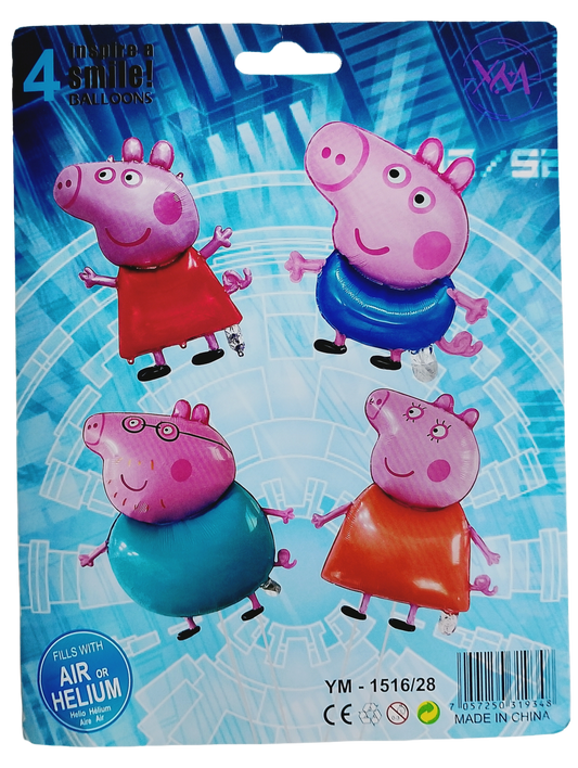 Peppa Pig Foil Balloon Set – 4 Pcs Peppa Pig Birthday Décor - Jack&Jinn