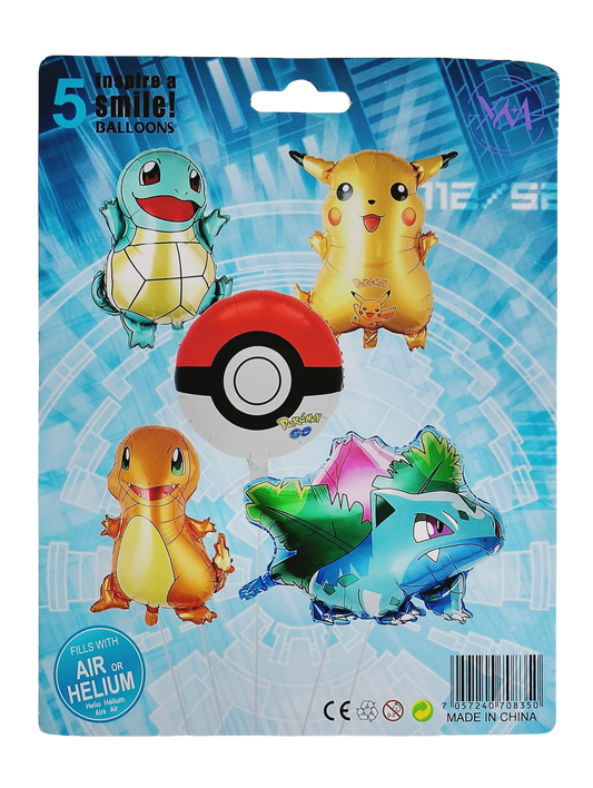 Pokemon Foil Balloon Set – 5 Pcs Pokemon Party Décor - Jack&Jinn