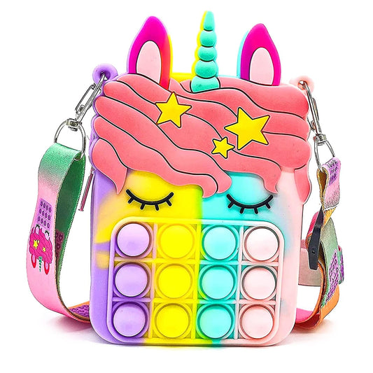 Unicorn Shape Mini Shoulder Pop it Purse Bag