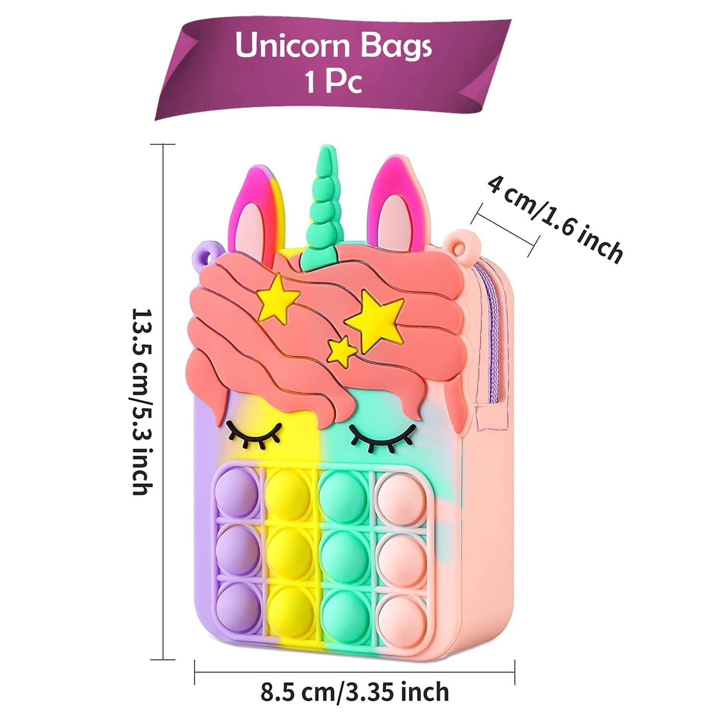 Unicorn Shape Mini Shoulder Pop it Purse Bag