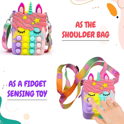 Unicorn Shape Mini Shoulder Pop it Purse Bag