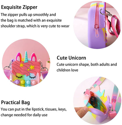 Unicorn Shape Mini Shoulder Pop it Purse Bag