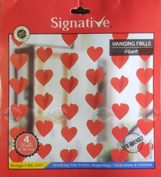 Hanging Frills - Red heart - Paper Garland