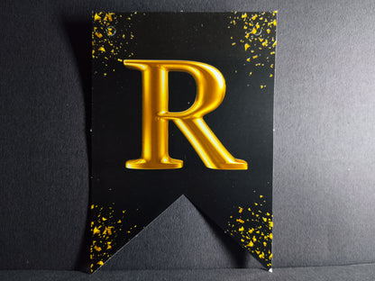 Retirement Banner - Black with Gold Letters