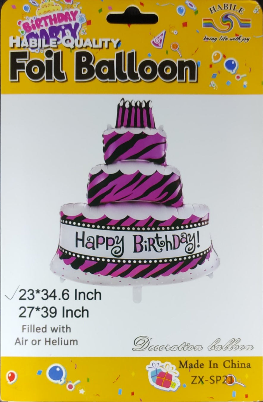 Happy Birthday Foil Balloon Single - Cake Shape Big