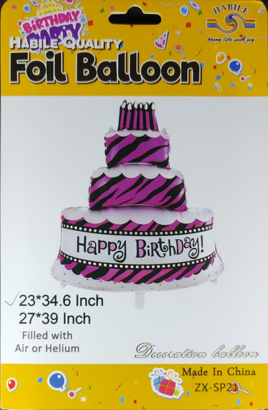 Happy Birthday Foil Balloon Single - Cake Shape Big