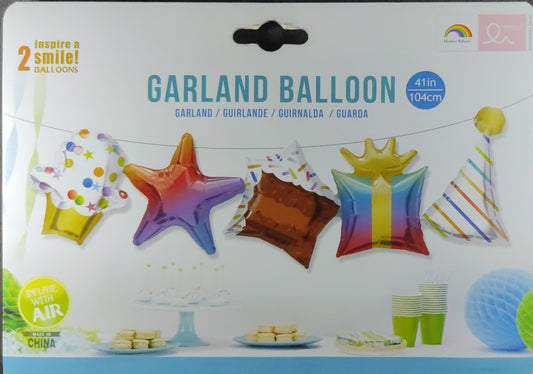 Happy Birthday Balloon Garland Multicolor