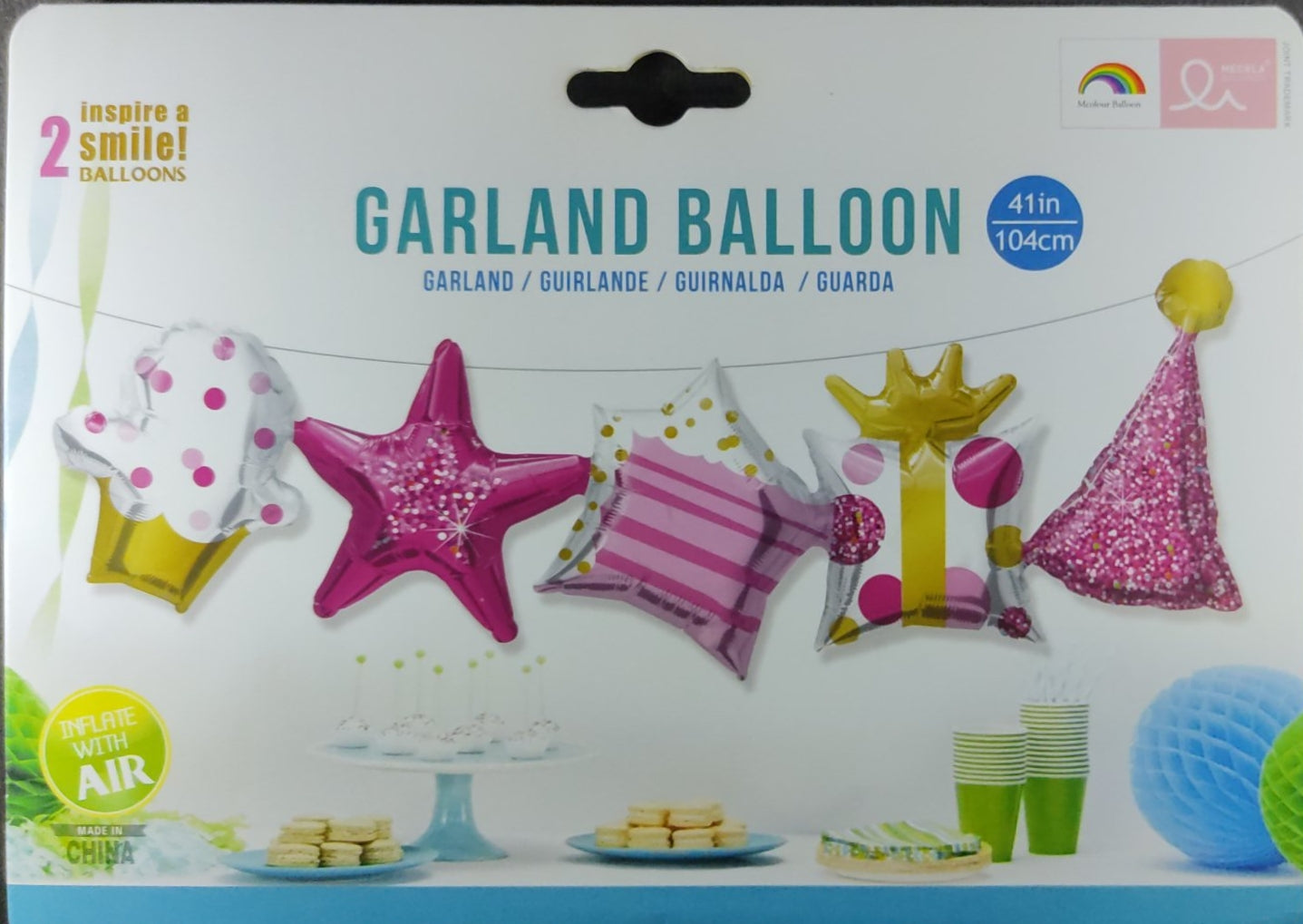 Happy Birthday Balloon Garland Pink