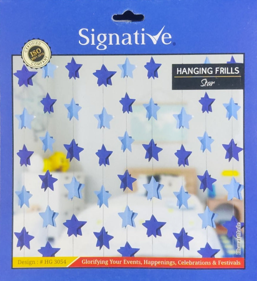 Hanging Frills - Blue Stars - Paper Garland