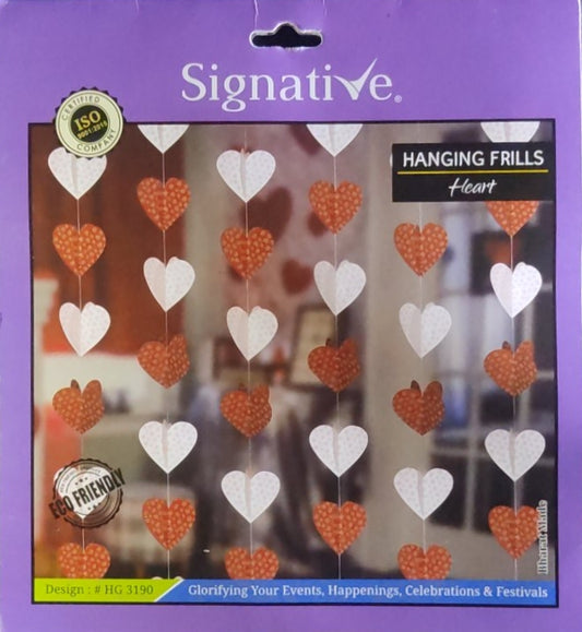 Hanging Frills - Red and White Hearts - Paper Garland
