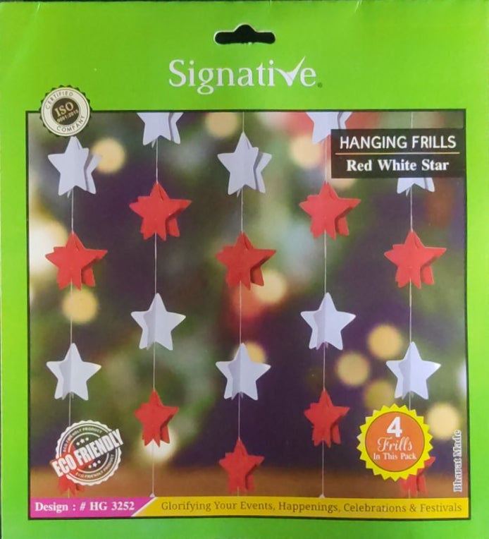 Hanging Frills - Red and White Stars - Paper Garland