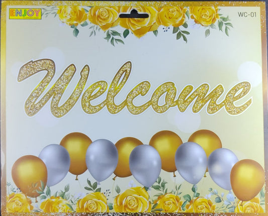 Glittery Gold Cursive Welcome Banner