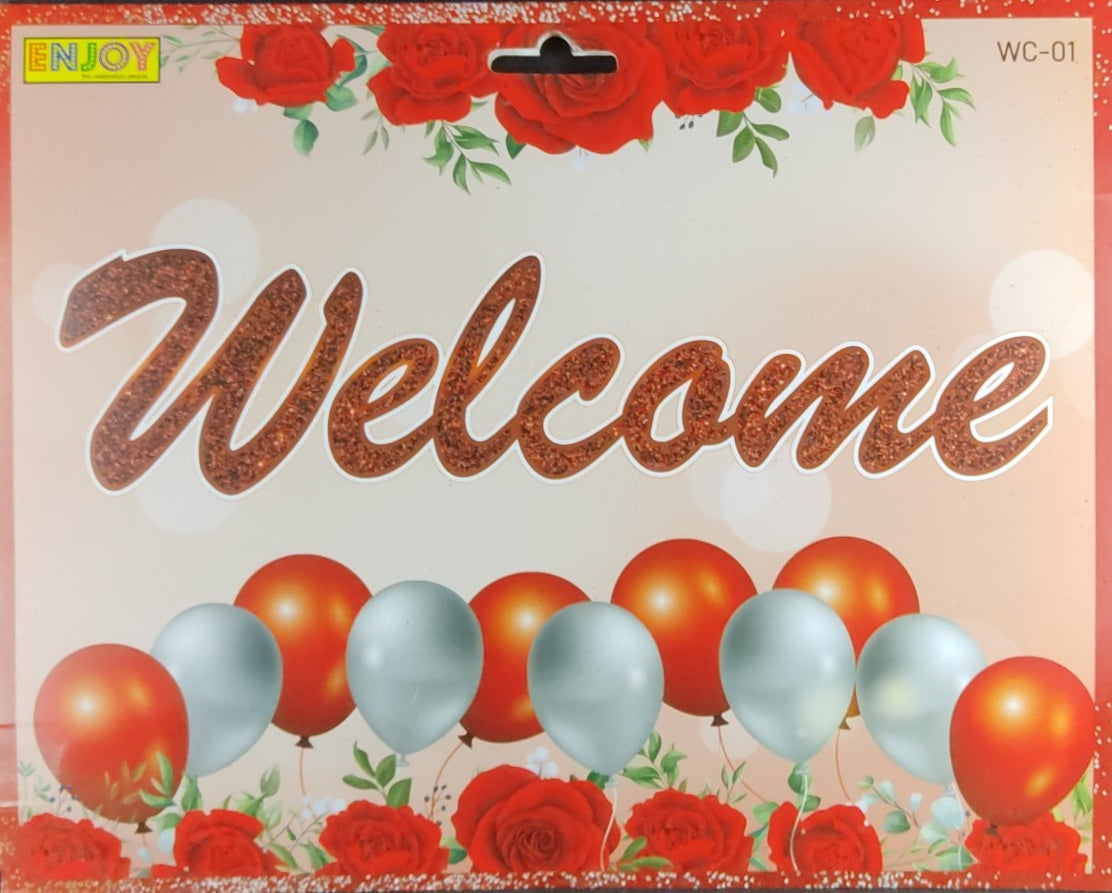 Glittering Cursive Red Welcome Banner